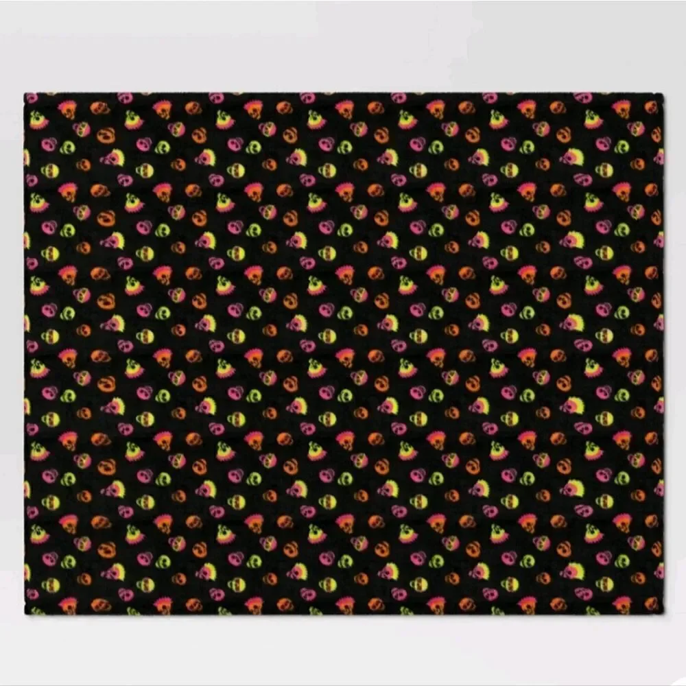 Skull Printed Plush Halloween Throw Blanket Black - Hyde & EEK! Boutique